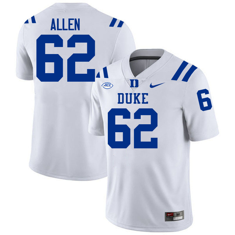 Duke Blue Devils #62 Cole Allen College Football Jersey Stitched-White